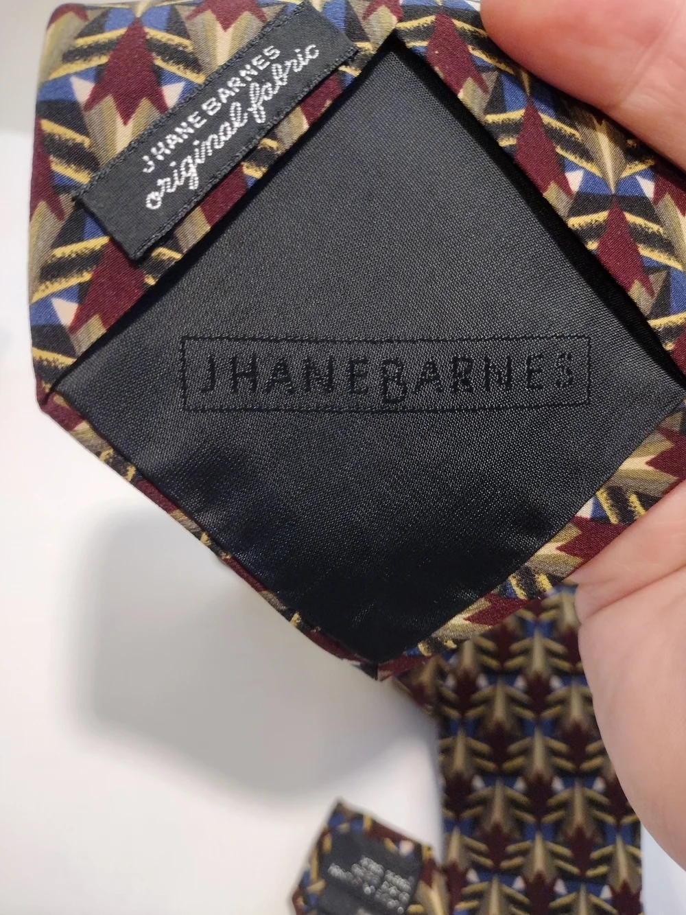 Jhane Barnes Geometric Pattern Silk Tie